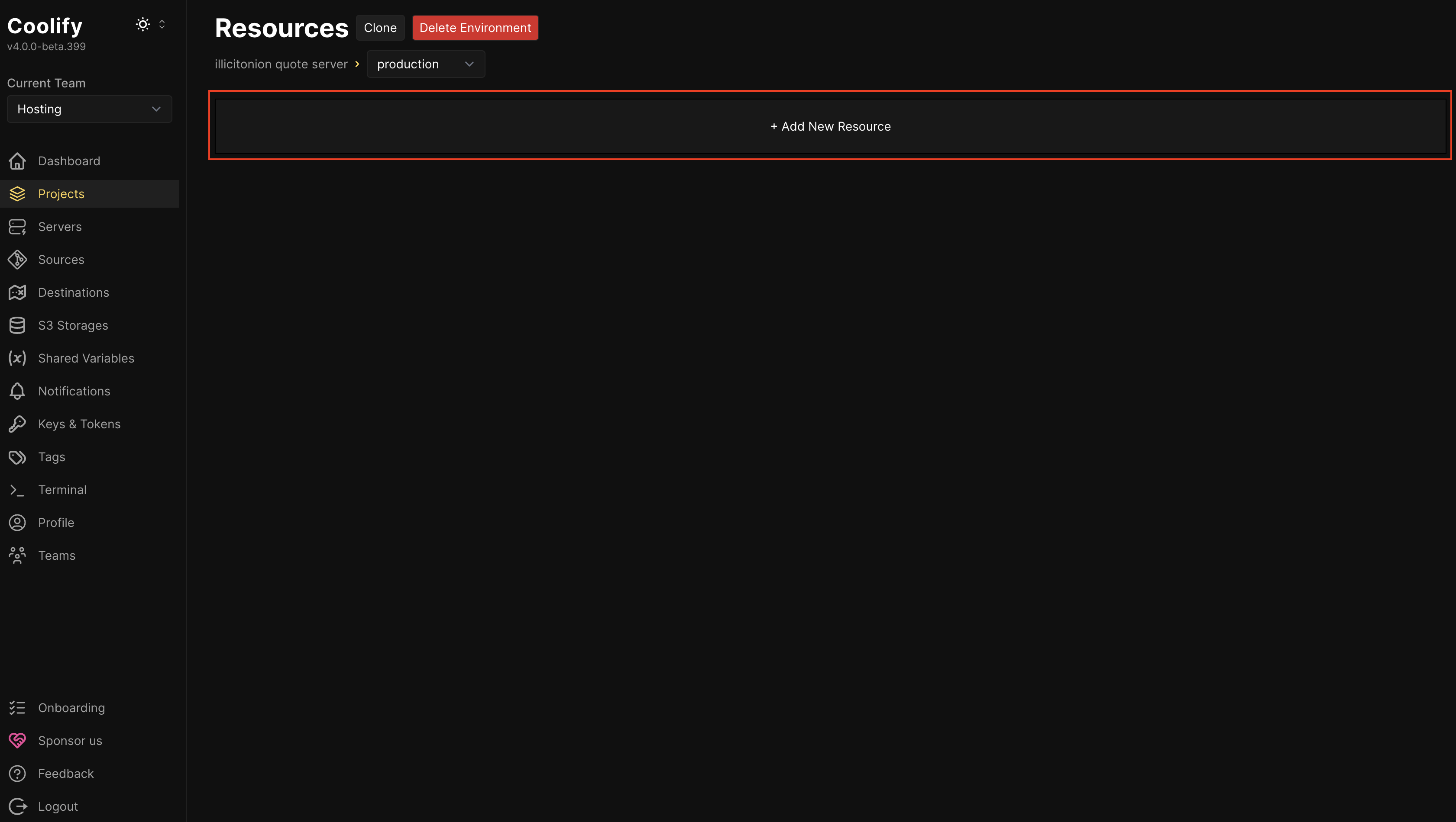 Click “Add New Resource”