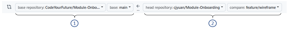 UI for selecting branches to compare
